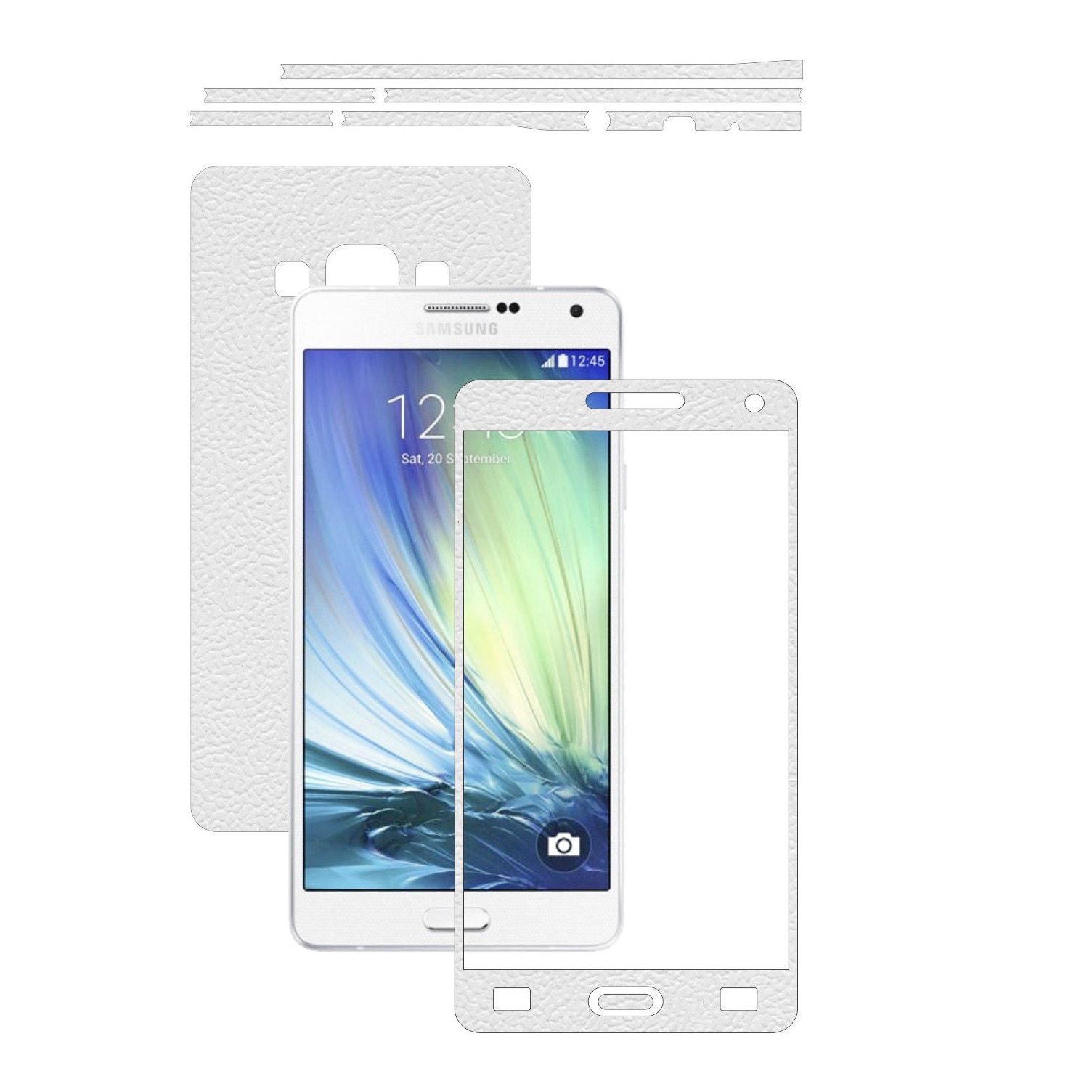 Folie de protectie Carbon Skinz, Husa de tip Skin Adeziv pentru Carcasa, Piele Alba dedicata Samsung Galaxy A7 2015