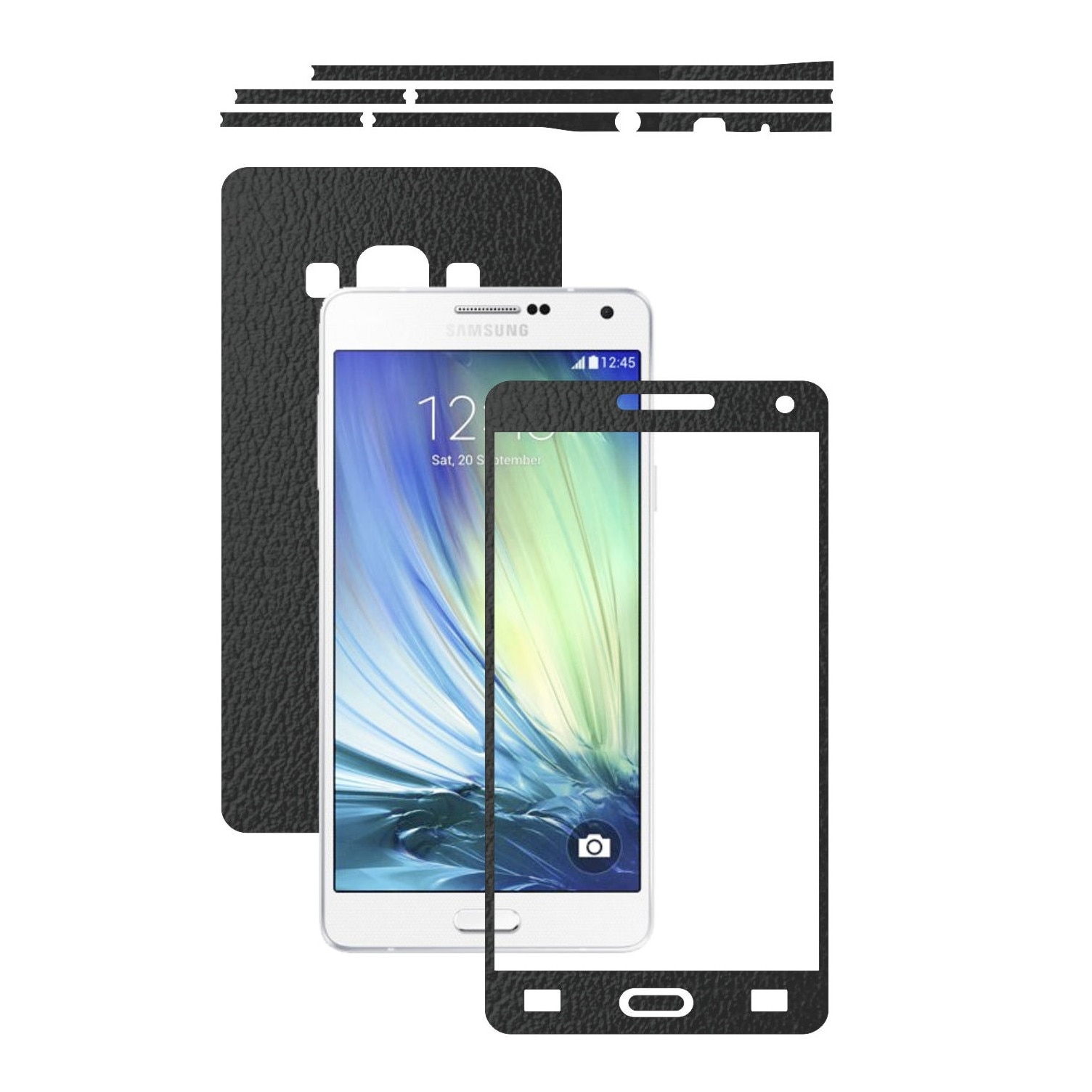 Folie de protectie Carbon Skinz, Husa de tip Skin Adeziv pentru Carcasa, Piele Neagra dedicata Samsung Galaxy A7 2015