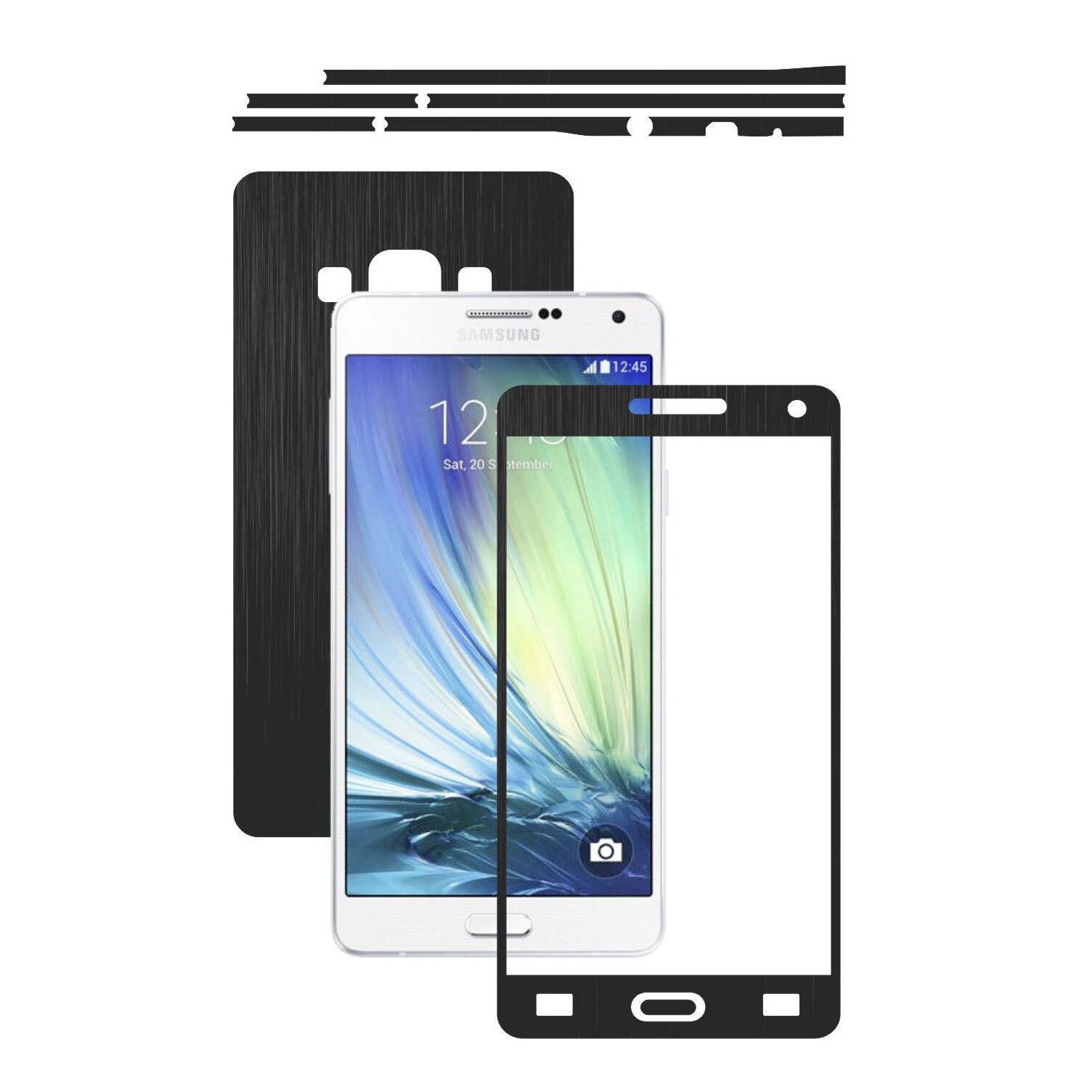 Folie de protectie Carbon Skinz, Husa de tip Skin Adeziv pentru Carcasa, Brushed Negru dedicata Samsung Galaxy A7 2015