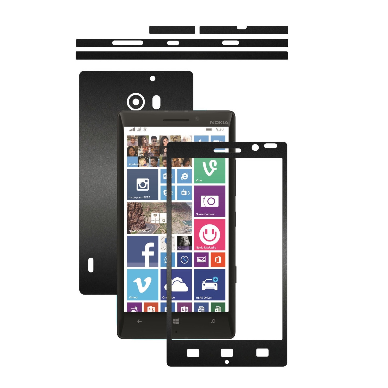 Folie de protectie Carbon Skinz, Husa de tip Skin Adeziv pentru Carcasa, Negru Mat dedicata Nokia Lumia 930