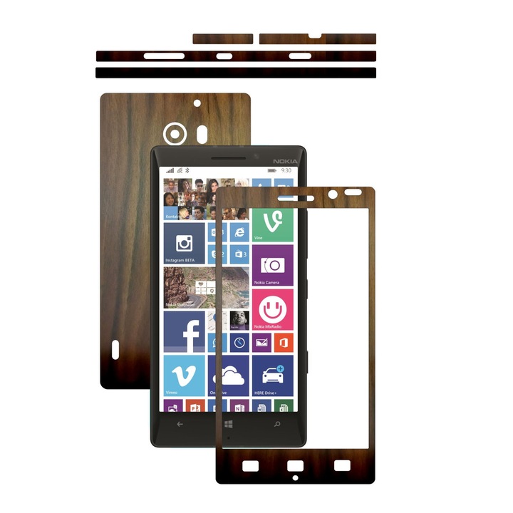 Защитно фолио Carbon Skinz, самозалепващо се покритие за калъфа, тъмно орехово дърво, посветено на Nokia Lumia 930