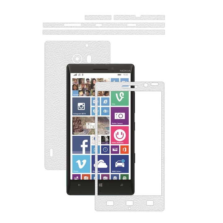 Защитно фолио Carbon Skinz, адхезивно защитно покритие за калъфа, бяла кожа, посветено на Nokia Lumia 930