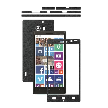 Folie de protectie Carbon Skinz, Husa de tip Skin Adeziv pentru Carcasa, Piele Neagra dedicata Nokia Lumia 930