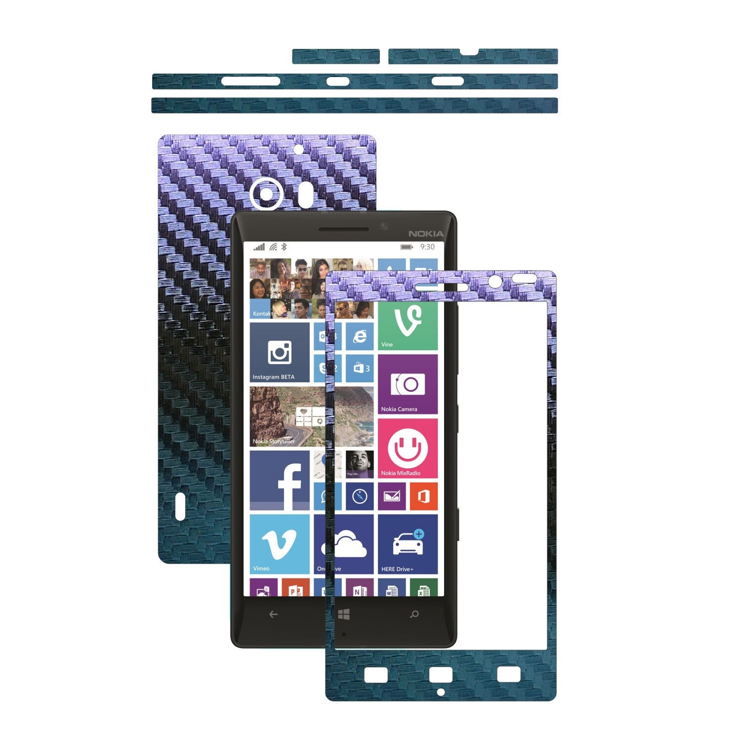 Folie de protectie Carbon Skinz, Husa de tip Skin Adeziv pentru Carcasa, Carbon Cameleon dedicata Nokia Lumia 930