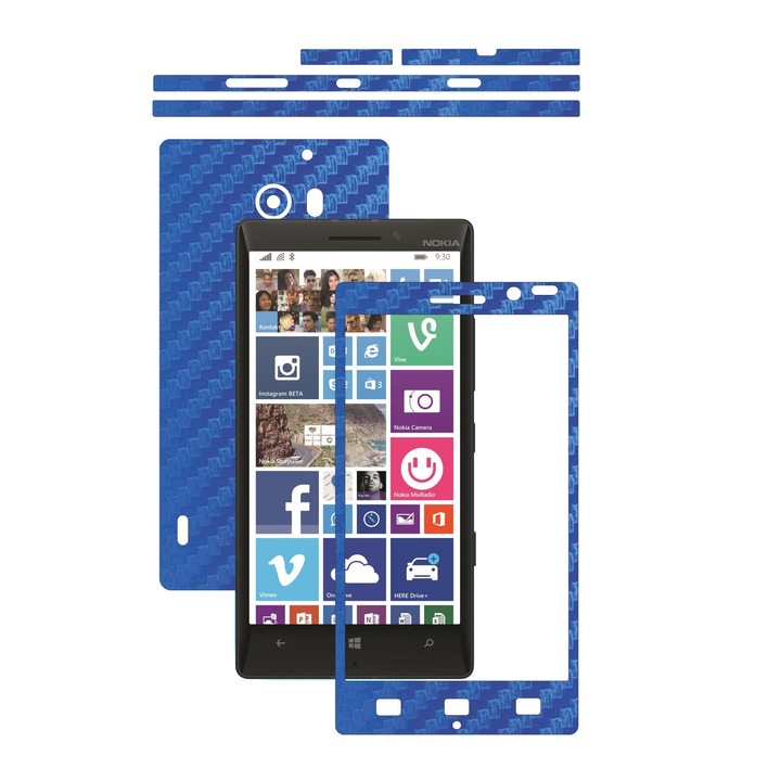 Защитен филм Carbon Skinz, Adhesive Skin Cover for Case, Blue Carbon, посветен на Nokia Lumia 930