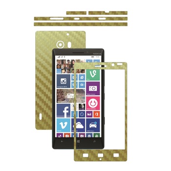 Folie de protectie Carbon Skinz, Husa de tip Skin Adeziv pentru Carcasa, Carbon Auriu dedicata Nokia Lumia 930