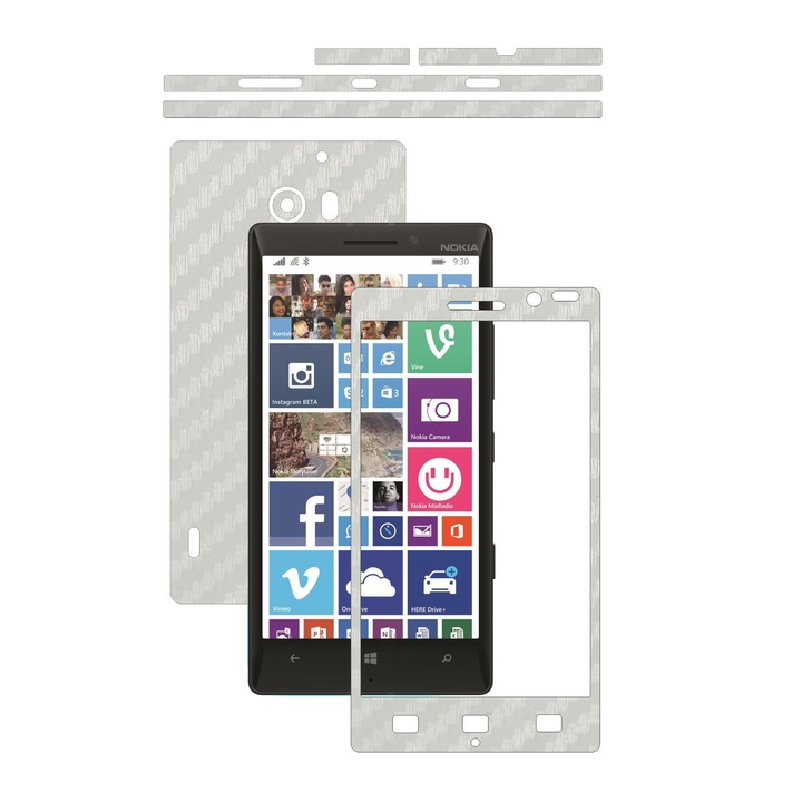 Защитен филм Carbon Skinz, Adhesive Skin Cover for the Case, White Carbon, посветен на Nokia Lumia 930