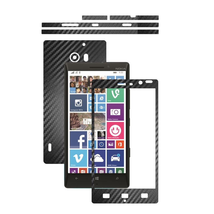 Защитно фолио Carbon Skinz, Adhesive Skin Cover for the Case, Black Carbon посветено на Nokia Lumia 930