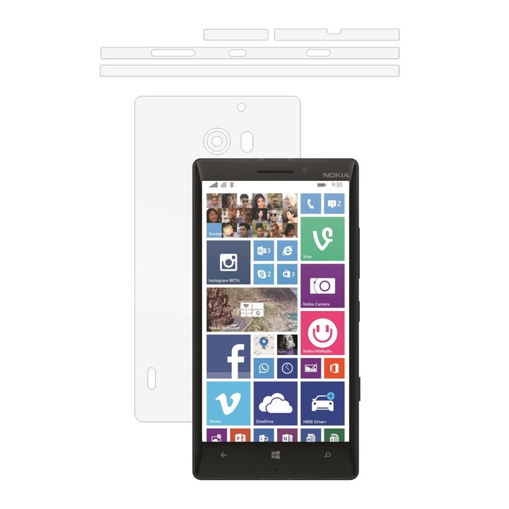 Invisible Skinz Ultra-Clear HD защитно фолио, самозалепващо се прозрачно покритие за корпуса и страните, предназначено за Nokia Lumia 930