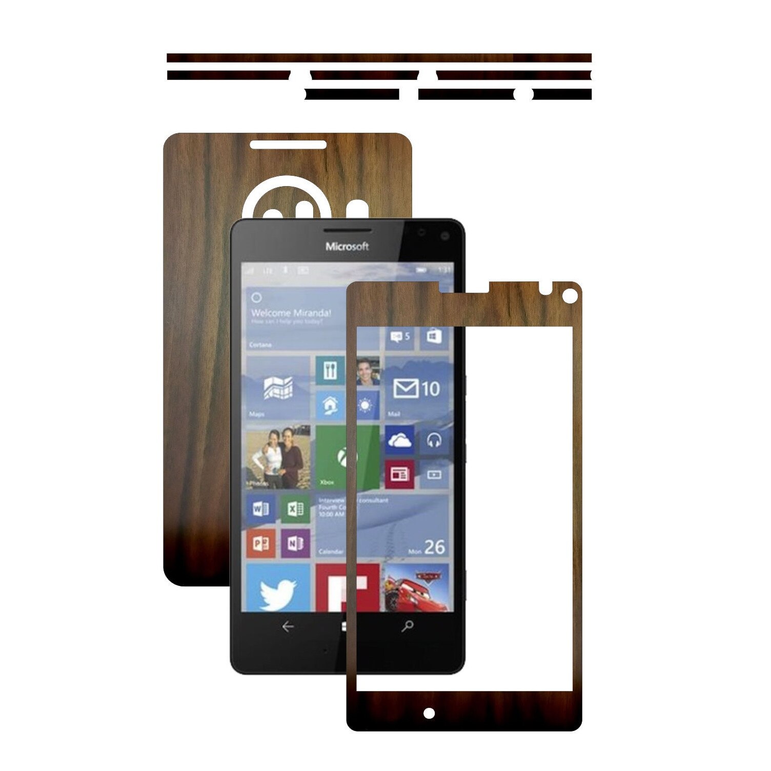 Folie de protectie Carbon Skinz, Husa de tip Skin Adeziv pentru Carcasa, Lemn Nuc Inchis dedicata Microsoft Lumia 950 XL