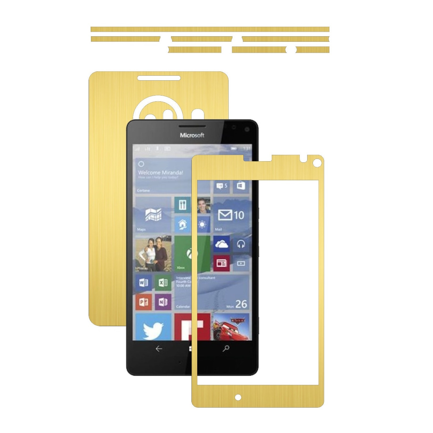 Folie de protectie Carbon Skinz, Husa de tip Skin Adeziv pentru Carcasa, Brushed Auriu dedicata Microsoft Lumia 950 XL
