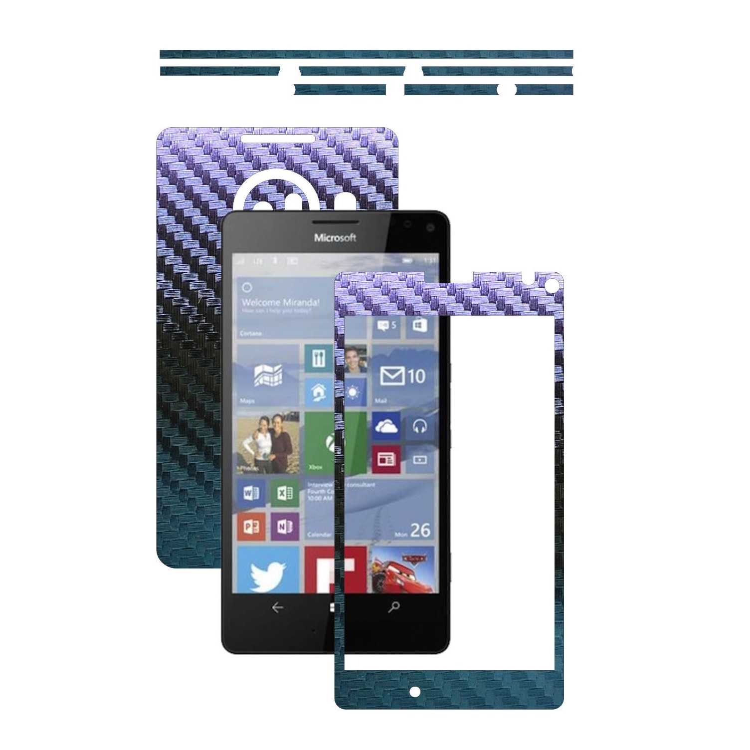 Folie de protectie Carbon Skinz, Husa de tip Skin Adeziv pentru Carcasa, Carbon Cameleon dedicata Microsoft Lumia 950 XL