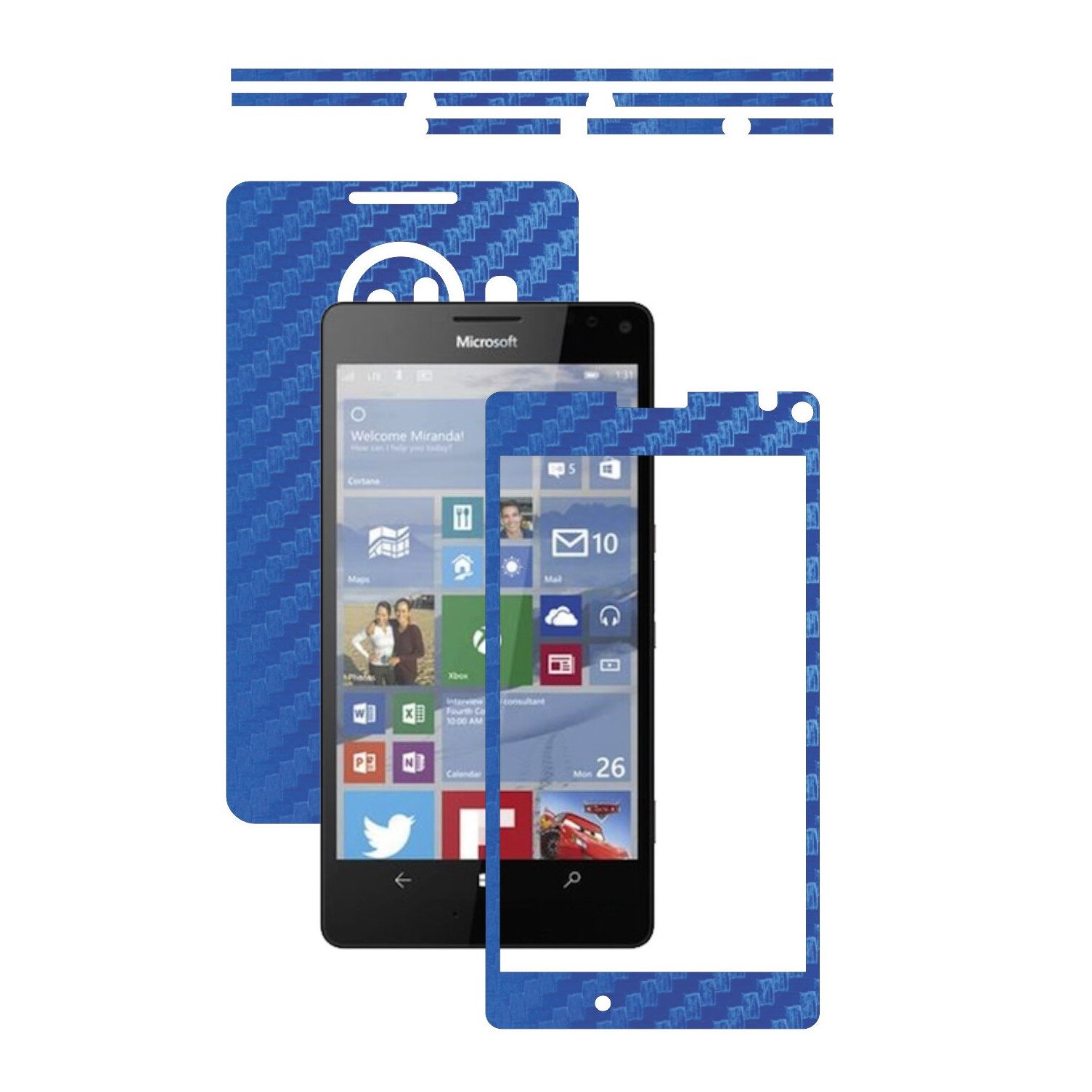 Folie de protectie Carbon Skinz, Husa de tip Skin Adeziv pentru Carcasa, Carbon Albastru dedicata Microsoft Lumia 950 XL