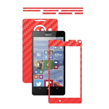 Folie de protectie Carbon Skinz, Husa de tip Skin Adeziv pentru Carcasa, Carbon Rosu dedicata Microsoft Lumia 950 XL