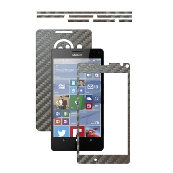 Folie de protectie Carbon Skinz, Husa de tip Skin Adeziv pentru Carcasa, Carbon Gri Argintiu dedicata Microsoft Lumia 950 XL
