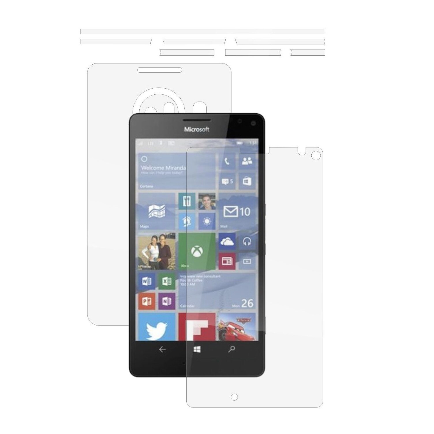 Folie Protectie Full Body Invisible Skinz Ultra-Clear HD, Husa Transparenta de tip Skin Adeziv pentru Carcasa si Ecran, dedicata Microsoft Lumia 950 XL