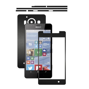 Folie de protectie Carbon Skinz, Husa de tip Skin Adeziv pentru Carcasa, Negru Mat dedicata Microsoft Lumia 950