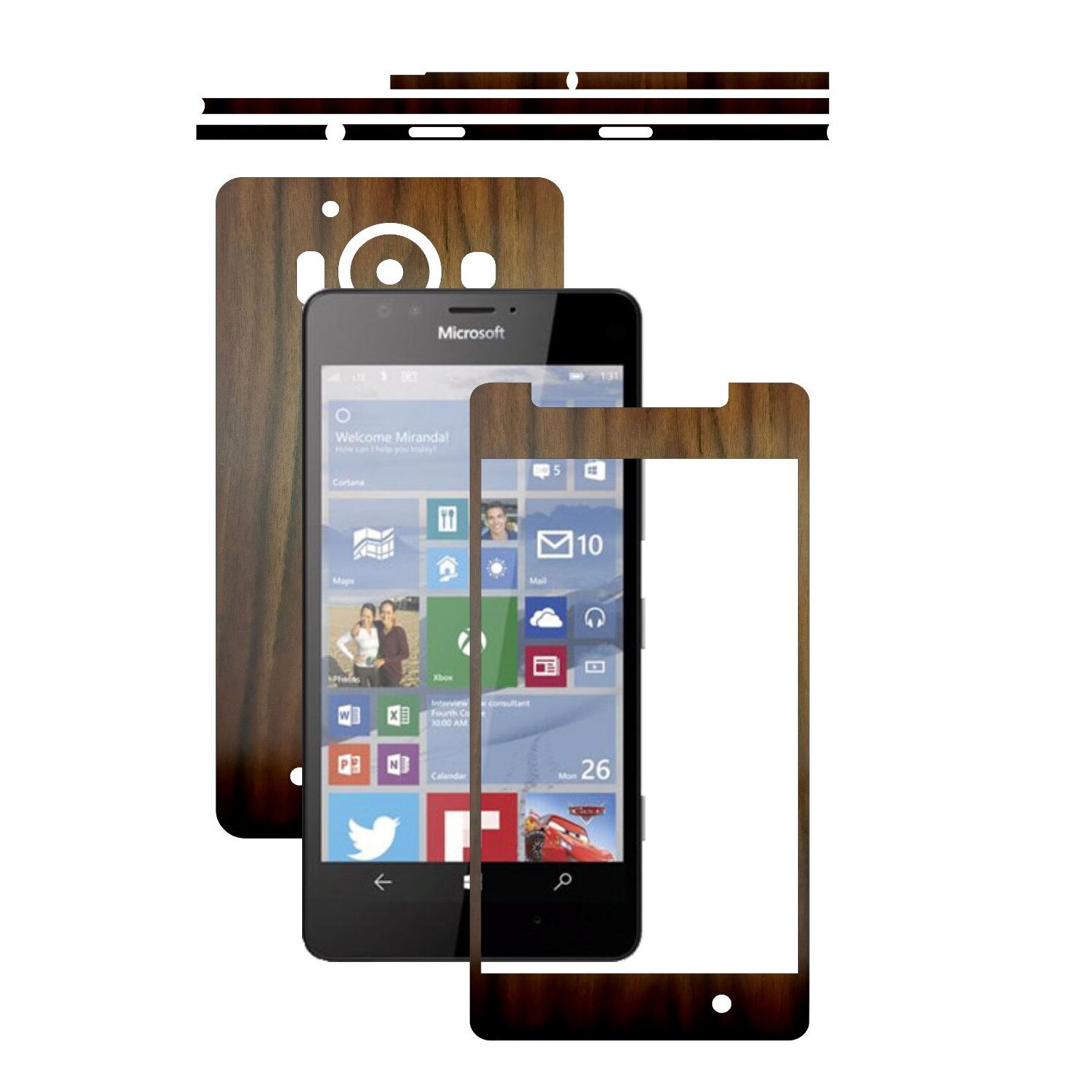 Folie de protectie Carbon Skinz, Husa de tip Skin Adeziv pentru Carcasa, Lemn Nuc Inchis dedicata Microsoft Lumia 950