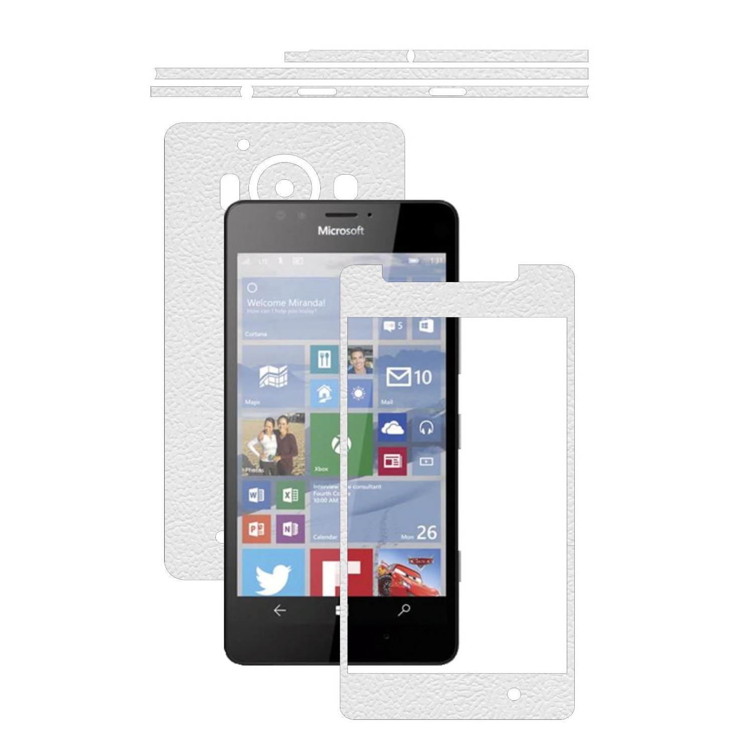 Folie de protectie Carbon Skinz, Husa de tip Skin Adeziv pentru Carcasa, Piele Alba dedicata Microsoft Lumia 950