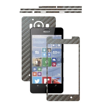 Folie de protectie Carbon Skinz, Husa de tip Skin Adeziv pentru Carcasa, Carbon Gri Argintiu dedicata Microsoft Lumia 950