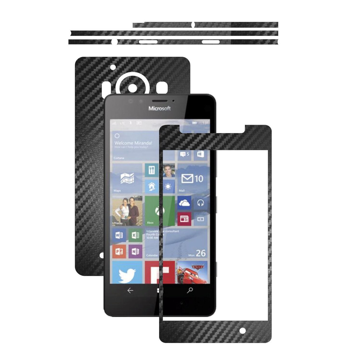 Folie de protectie Carbon Skinz, Husa de tip Skin Adeziv pentru Carcasa, Carbon Negru dedicata Microsoft Lumia 950