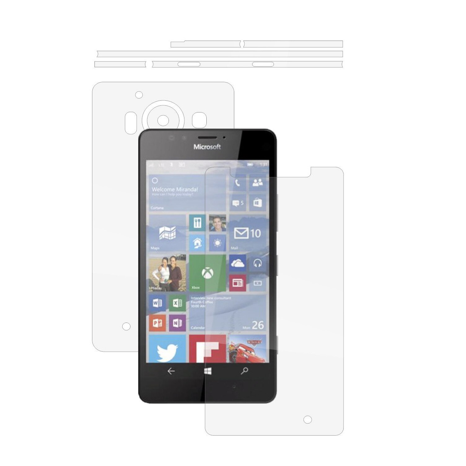 Folie Protectie Full Body Invisible Skinz Ultra-Clear AutoRegeneranta, Husa Transparenta de tip Skin Adeziv pentru Carcasa si Ecran, dedicata Microsoft Lumia 950