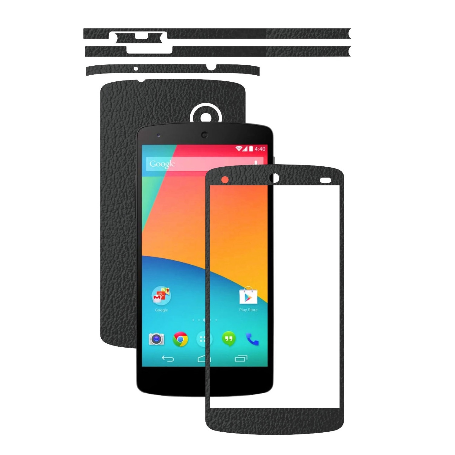 Folie de protectie Carbon Skinz, Husa de tip Skin Adeziv pentru Carcasa, Piele Neagra dedicata LG Google Nexus 5