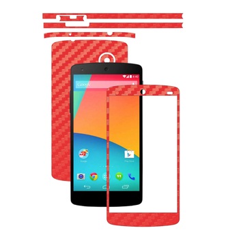 Folie de protectie Carbon Skinz, Husa de tip Skin Adeziv pentru Carcasa, Carbon Rosu dedicata LG Google Nexus 5 Folie de protectie Carbon Skinz, Husa de tip Skin Adeziv pentru Carcasa, Carbon Rosu dedicata LG Google Nexus 5