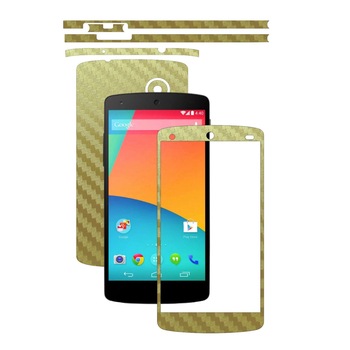 Folie de protectie Carbon Skinz, Husa de tip Skin Adeziv pentru Carcasa, Carbon Auriu dedicata LG Google Nexus 5