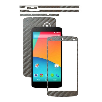 Folie de protectie Carbon Skinz, Husa de tip Skin Adeziv pentru Carcasa, Carbon Gri Argintiu dedicata LG Google Nexus 5