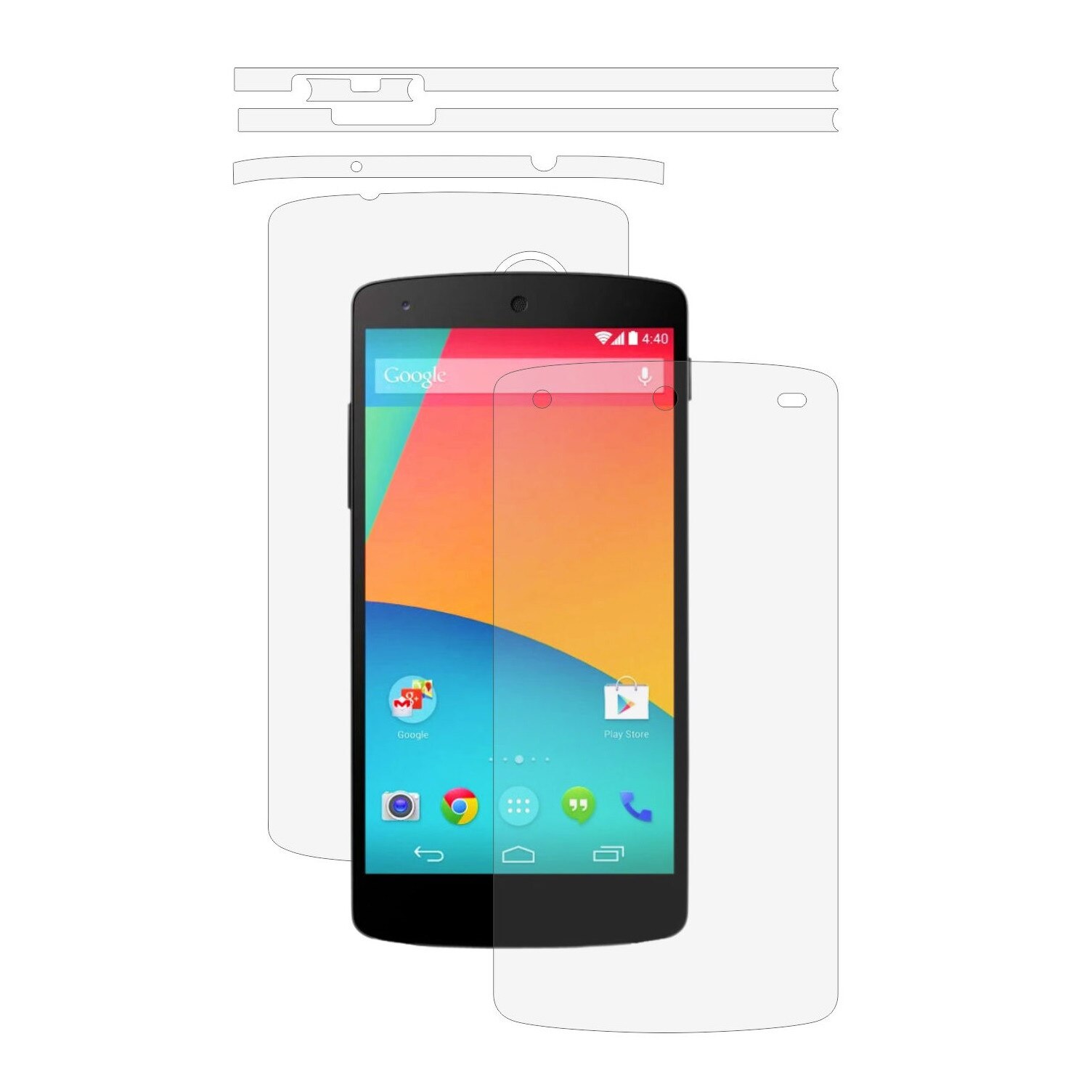Folie Protectie Full Body Invisible Skinz Ultra-Clear HD, Husa Transparenta de tip Skin Adeziv pentru Carcasa si Ecran, dedicata LG Google Nexus 5