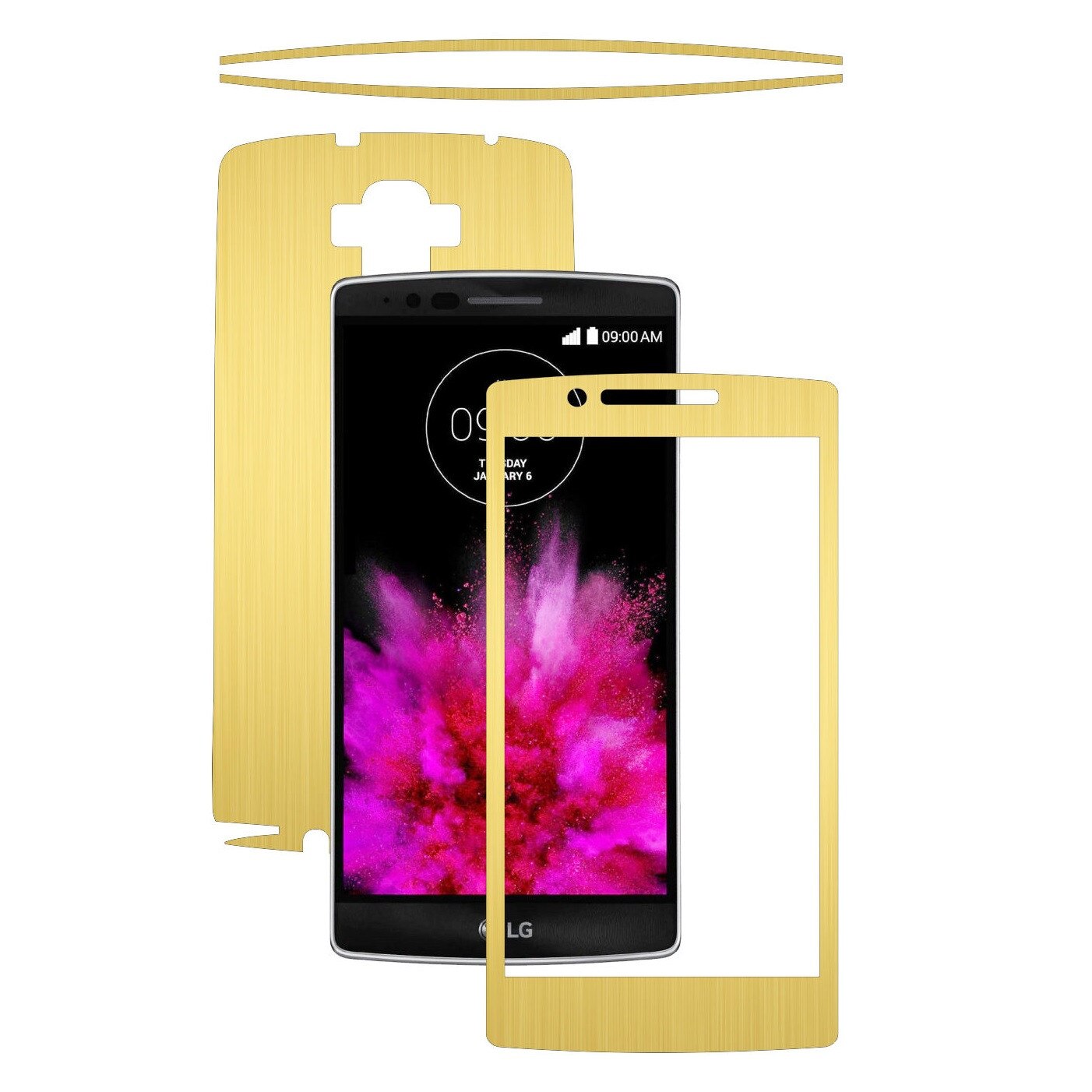 Folie de protectie Carbon Skinz, Husa de tip Skin Adeziv pentru Carcasa, Brushed Auriu dedicata LG G Flex2