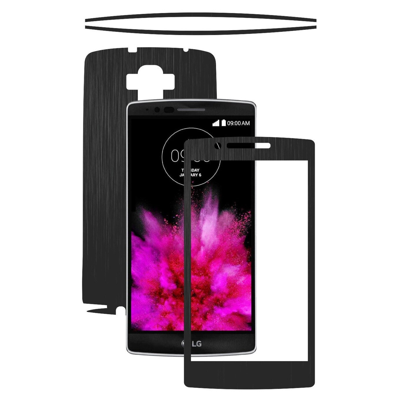 Folie de protectie Carbon Skinz, Husa de tip Skin Adeziv pentru Carcasa, Brushed Negru dedicata LG G Flex2