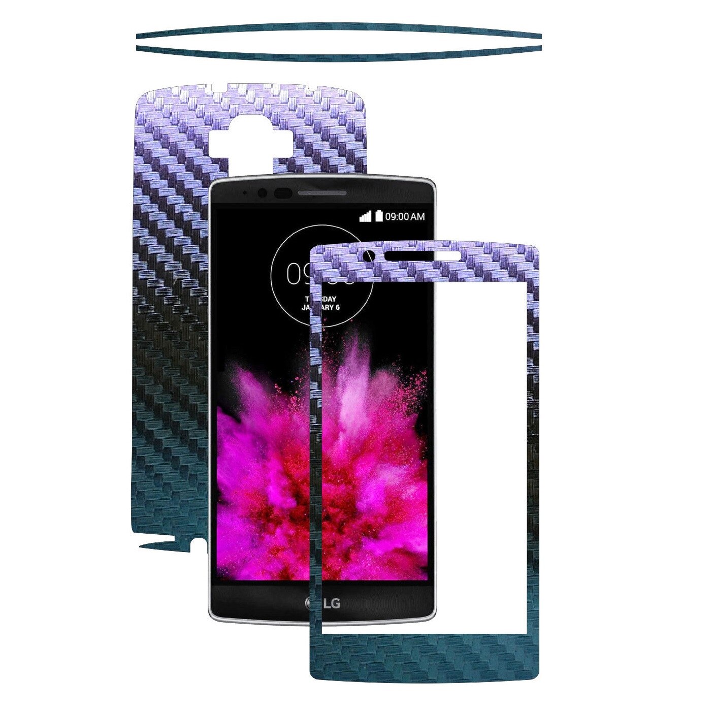Folie de protectie Carbon Skinz, Husa de tip Skin Adeziv pentru Carcasa, Carbon Cameleon dedicata LG G Flex2