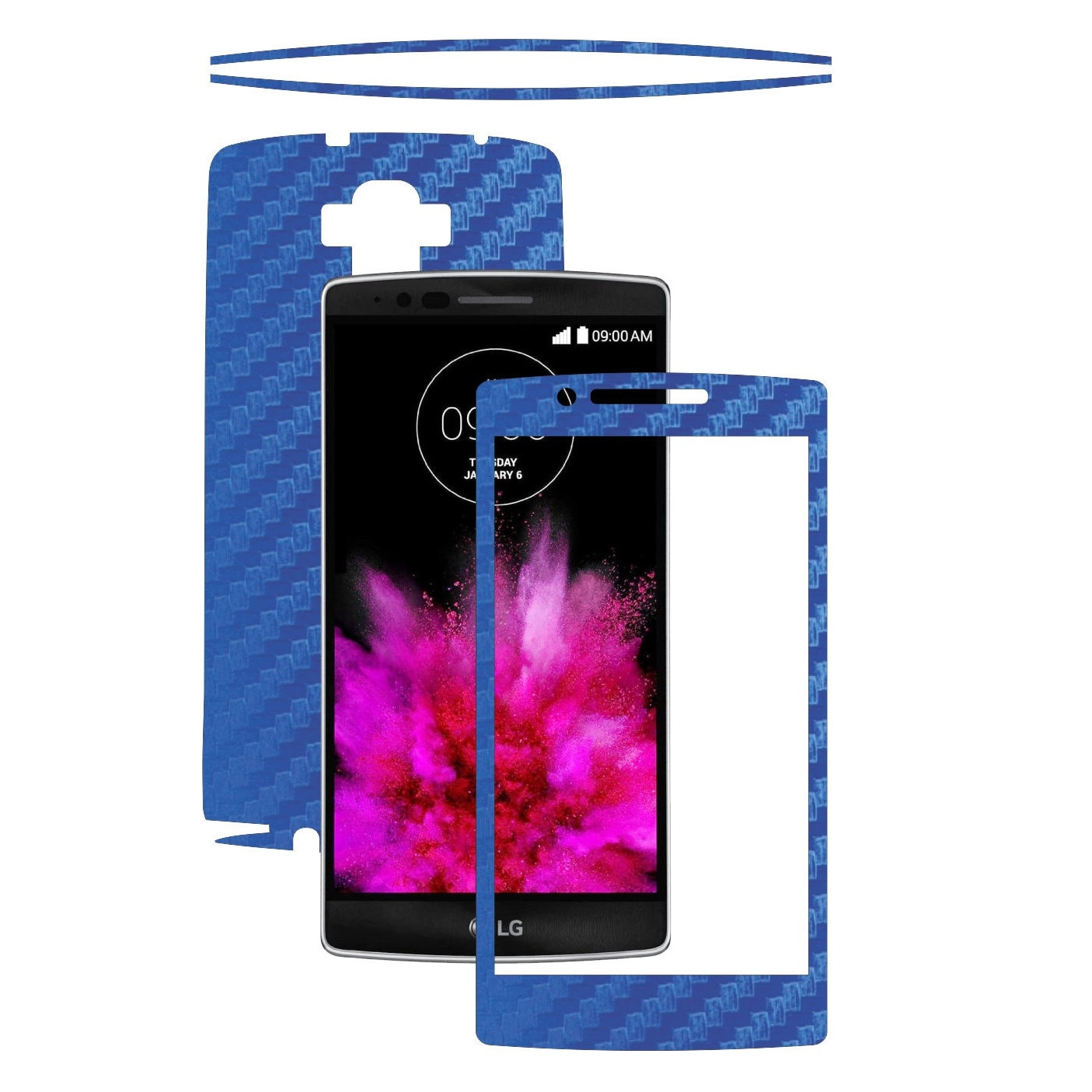 Folie de protectie Carbon Skinz, Husa de tip Skin Adeziv pentru Carcasa, Carbon Albastru dedicata LG G Flex2