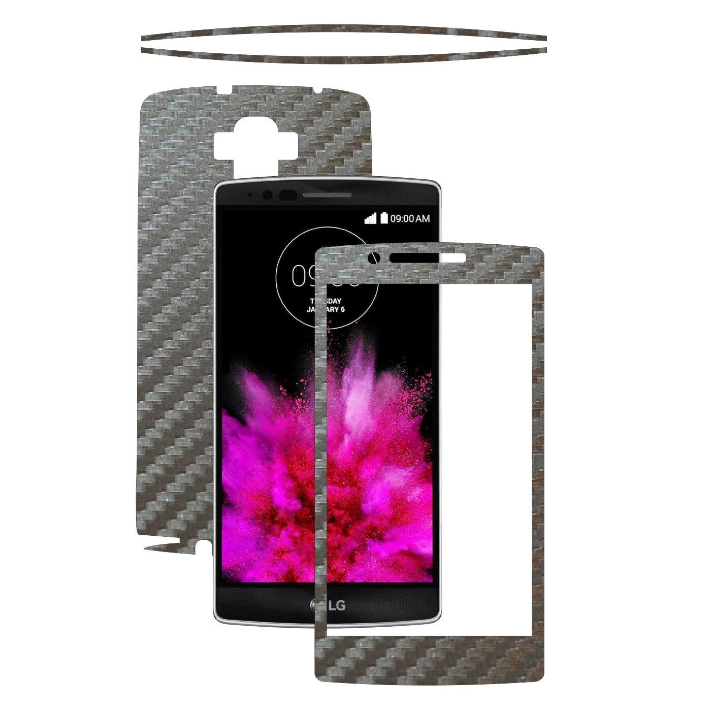 Folie de protectie Carbon Skinz, Husa de tip Skin Adeziv pentru Carcasa, Carbon Gri Argintiu dedicata LG G Flex2
