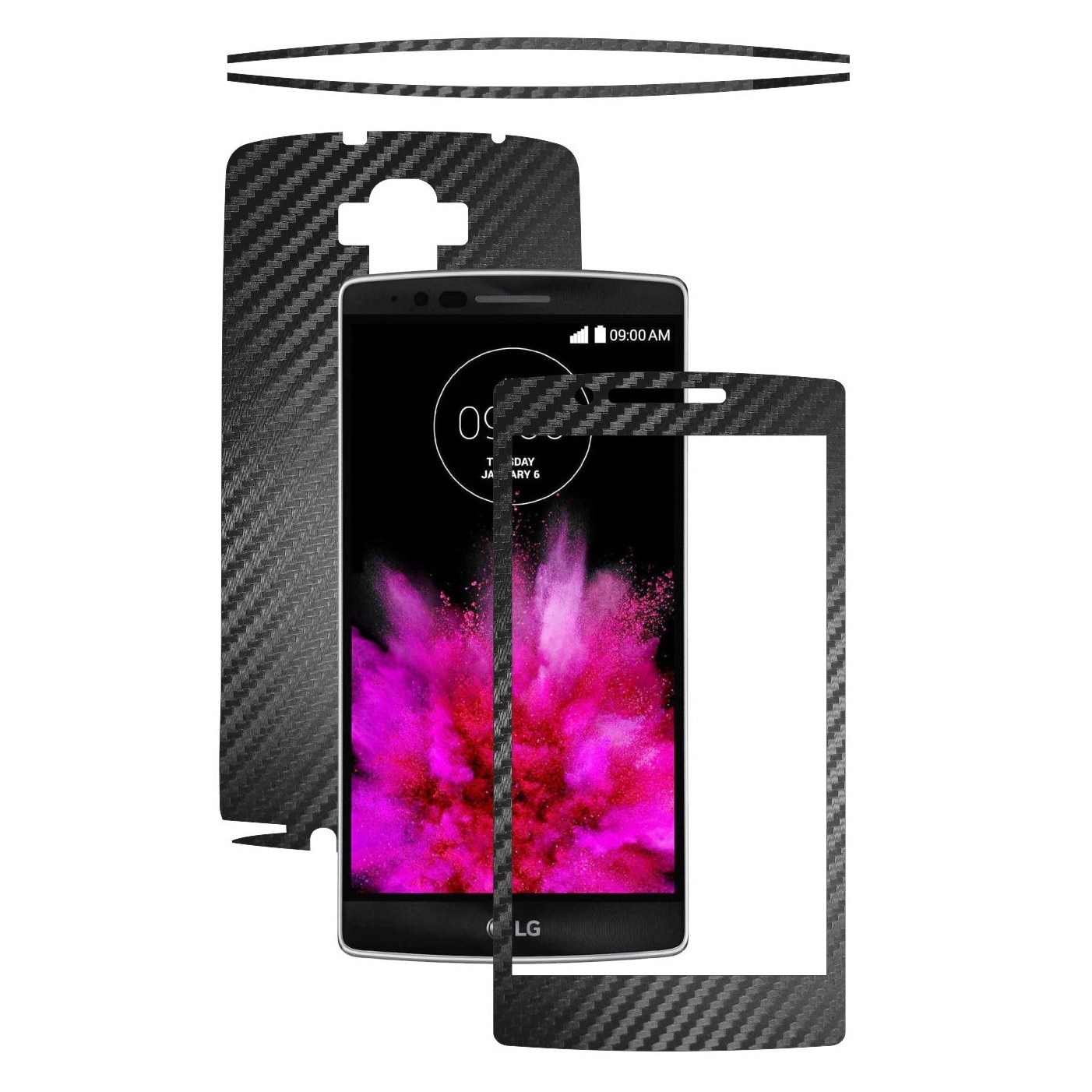 Folie de protectie Carbon Skinz, Husa de tip Skin Adeziv pentru Carcasa, Carbon Negru dedicata LG G Flex2