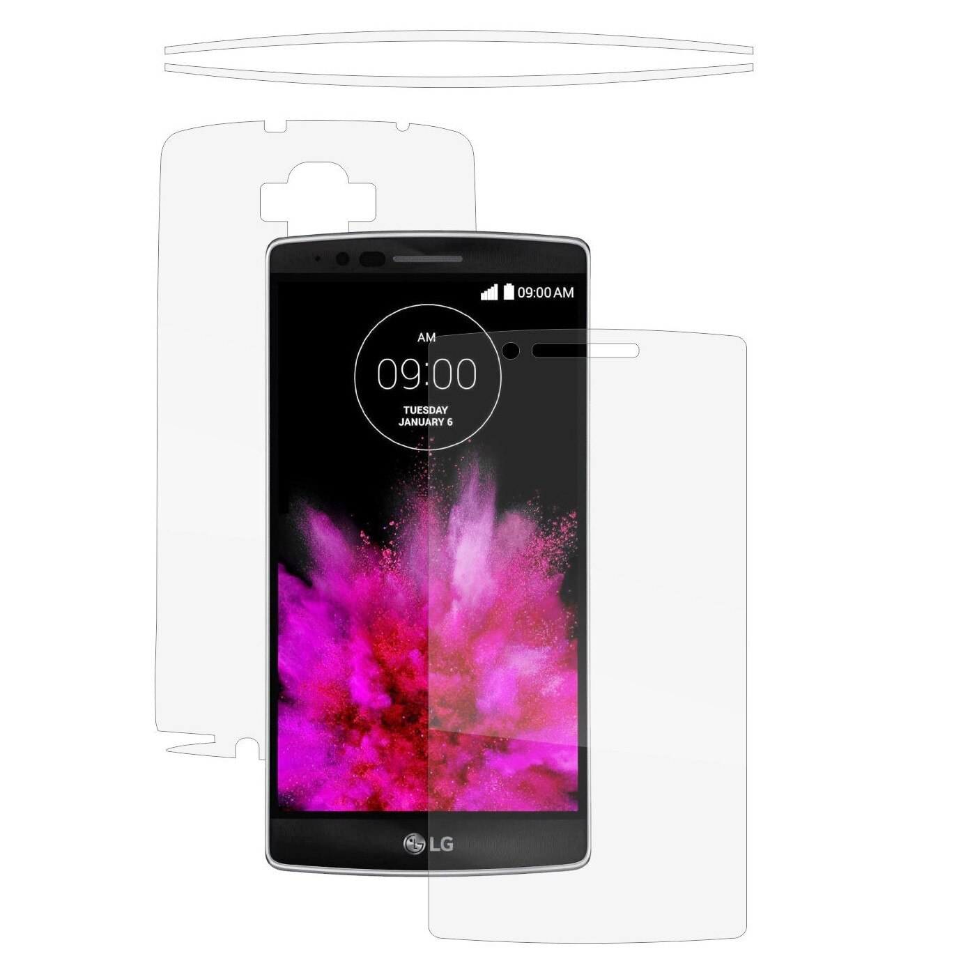 Folie Protectie Full Body Invisible Skinz Ultra-Clear HD, Husa Transparenta de tip Skin Adeziv pentru Carcasa si Ecran, dedicata LG G Flex2
