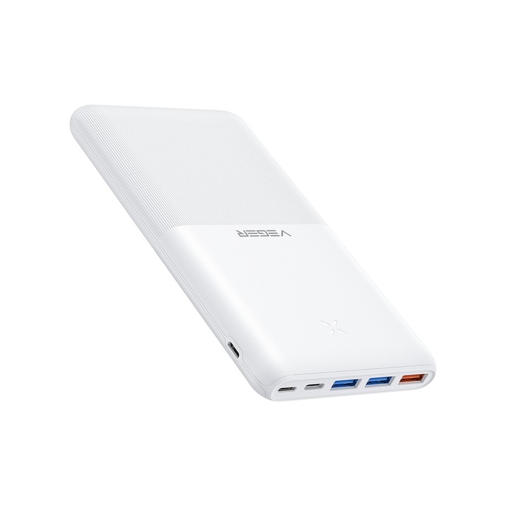 Acumulator extern Veger S22, QC3.0 si PD 20W, 20000 mAh, Indicator LED, Alb