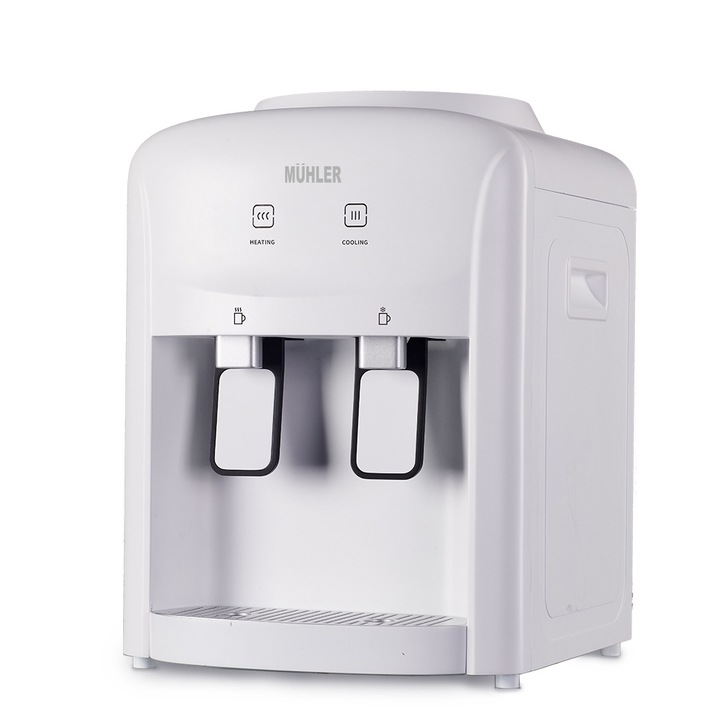 Диспенсър за вода Muhler WD11ED, 500 W/70 W, Водосъдържател от неръждаема стомана, Бял