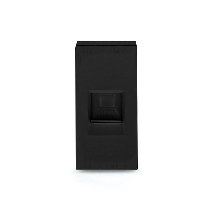 Контакт за интернет LUX-ON, 1/2 модул Cat5 RJ45, Без рамка, Черен