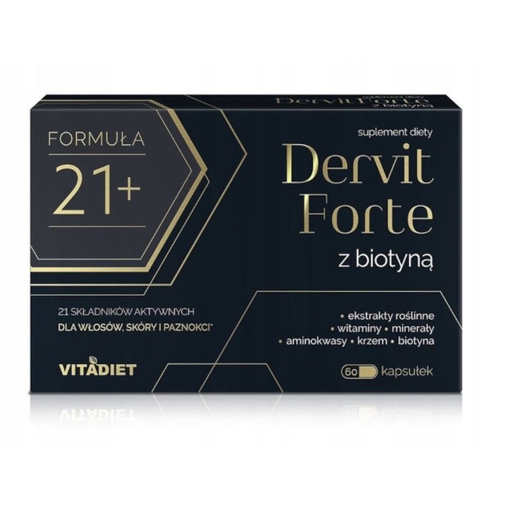 Supliment alimentar, VitaDiet Dervit Forte cu Biotina, 60 capsule
