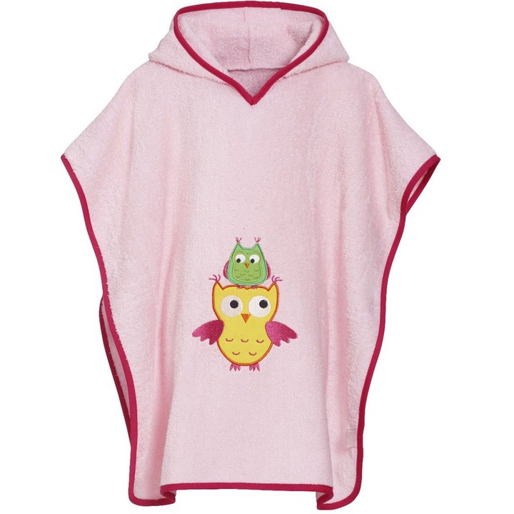 Детско пончо за плаж, Playshoes, Owl, розово, S