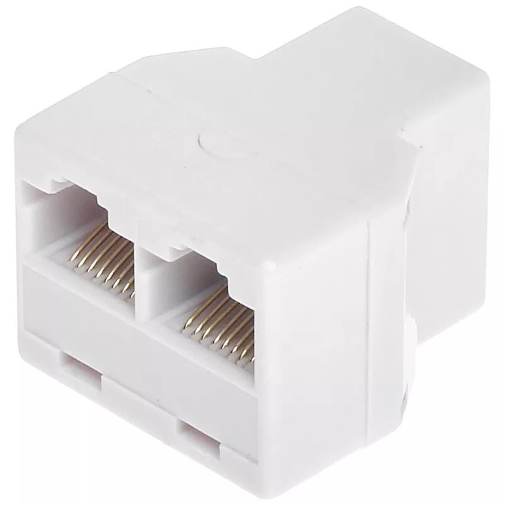 Adaptor 8P8C mama, 2 x 8P8C mama, Alb Pentru Conectarea a Doua Cabluri RJ45
