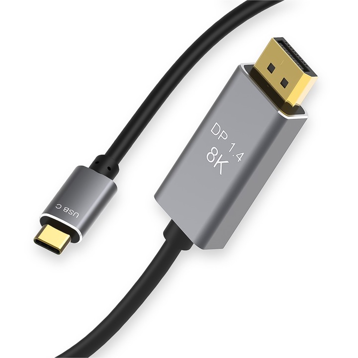 Kábel USB C DisplayPort 8K 4K 144Hz 1.8M Reagle USB-C USB Type C dugasz DisplayPort dugó