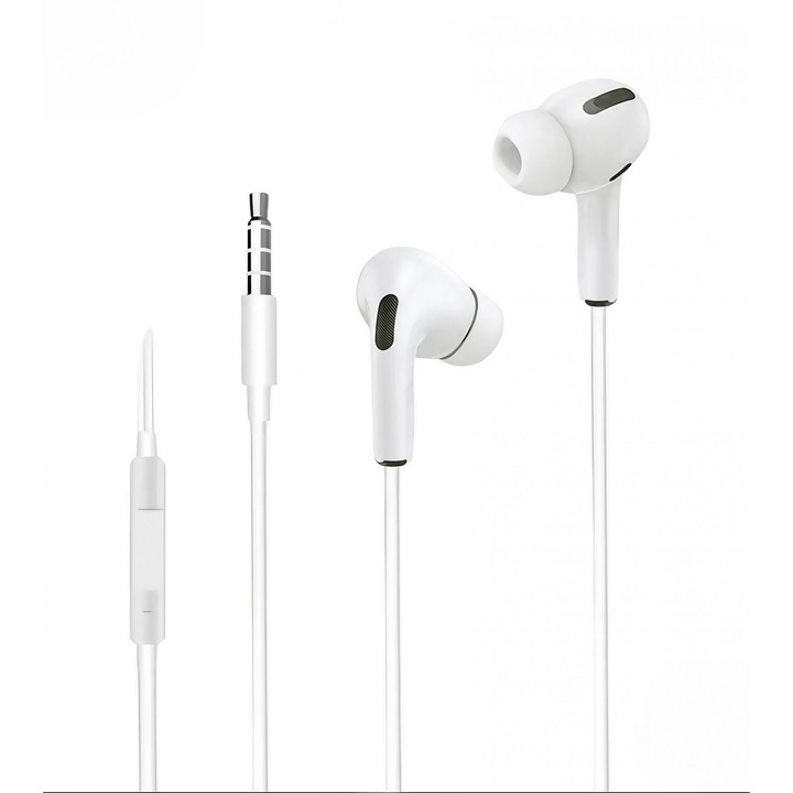 Casti Audio Hi-Fi cu microfon In-Ear Cu Microfon Jack 3,5 mm pentru Samsung Huawei iPhone Blister Alb Ovio Connect
