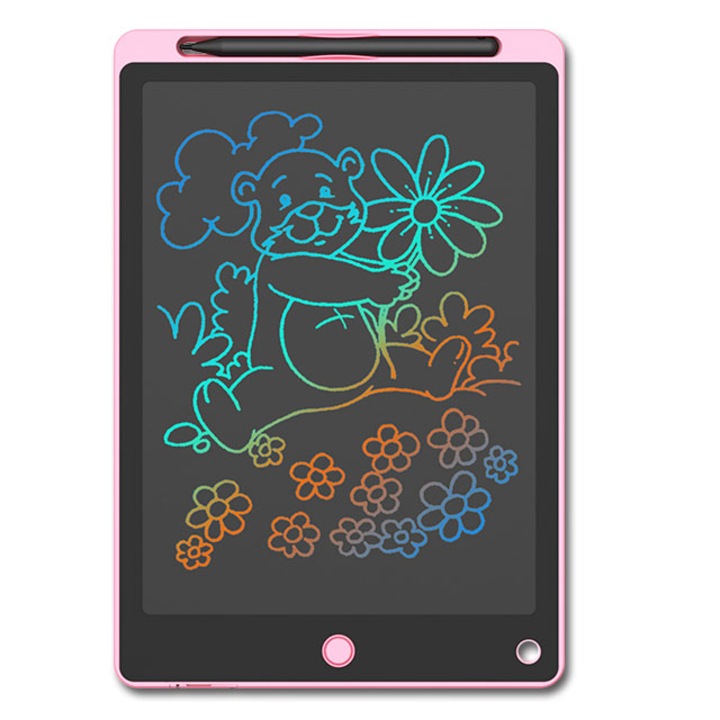 Tableta grafica cu display LCD, rescriptibila, buton de stergere, 10.5 inch, roz