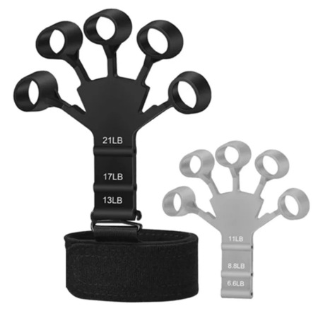 Set 2 Flexori Degete Zenino - Curea Sustinere Velcro, 6 Niveluri de Dificultate, Antrenament Maini, Degete, Antebrat, Recuperare Fizica, Flexibile, Negru/Gri