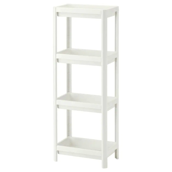 Raft universal, VESKEN, etajera cu 4 polite, polipropilena, 100 x 36 x 23 cm, culoare alb
