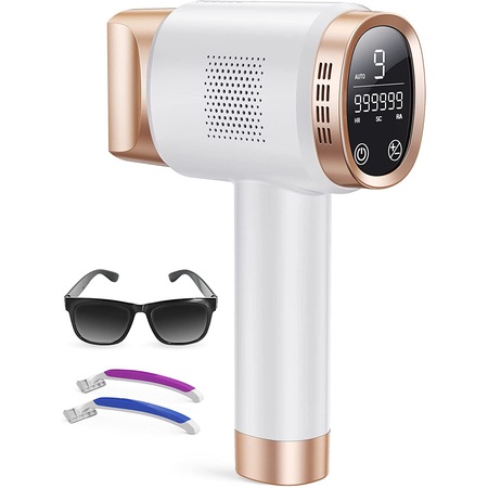Epilator laser IPL, cu 999.999 de impulsuri luminoase, 3 moduri functionale HR/SC/RA, 9 intensitati, rapid, regenerare piele si indepartare acnee, Aminzer